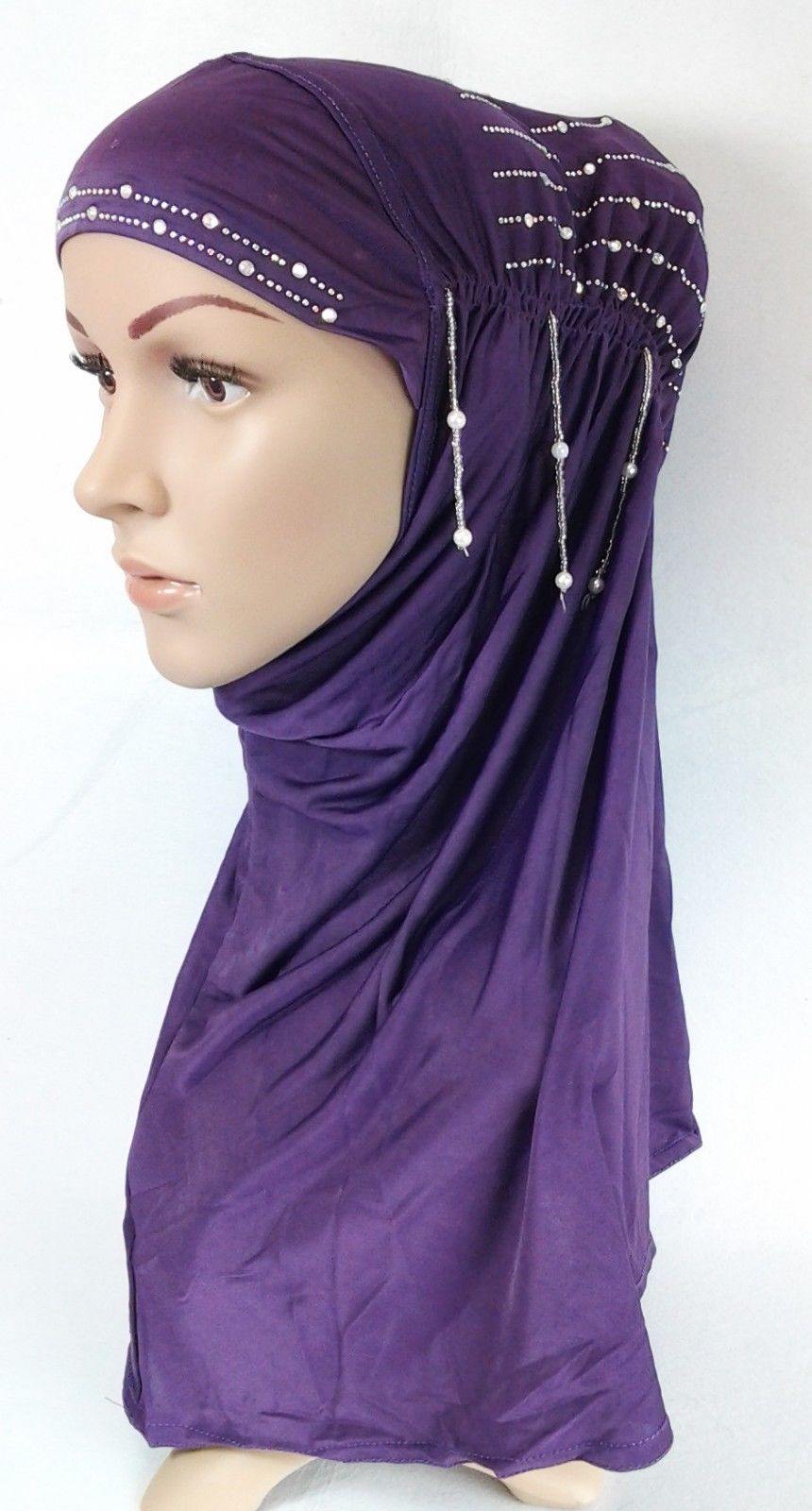 Ice Silk Rhine Stone Hijab Islamic Caps Headwear Arab Scarf ASZ088 - Arabian Shopping Zone