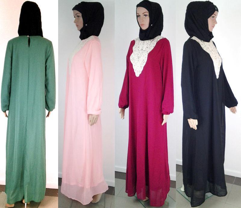 Chiffon double layer Kaftan Women Islamic Abaya Jilbab Long Sleeve HSZ10009 (ML) - Arabian Shopping Zone