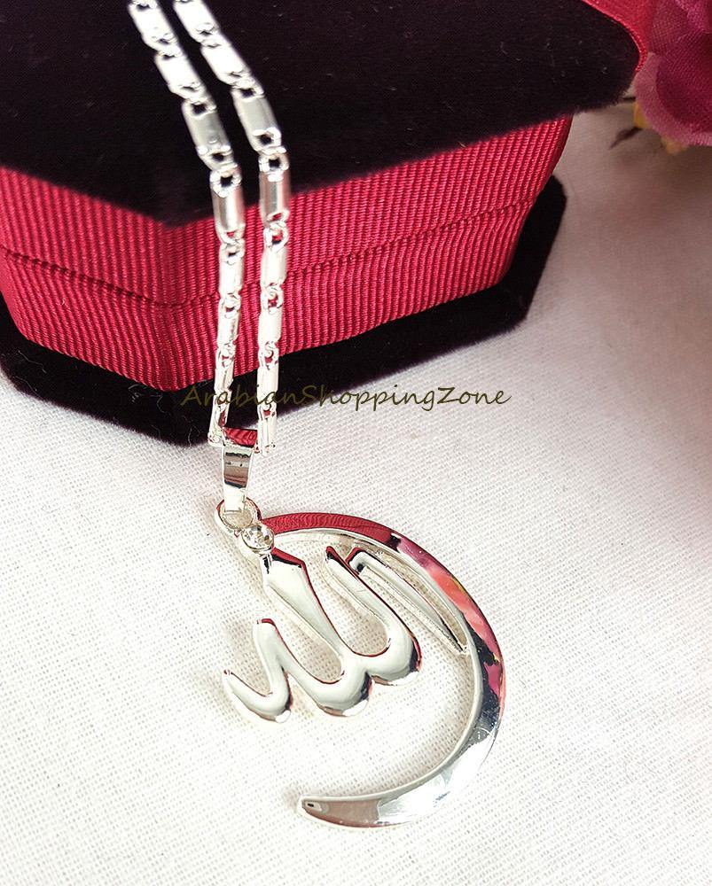 Allah Name Pendant Necklace For Women Silver-Gold Color Zirconia - Islamic Shop