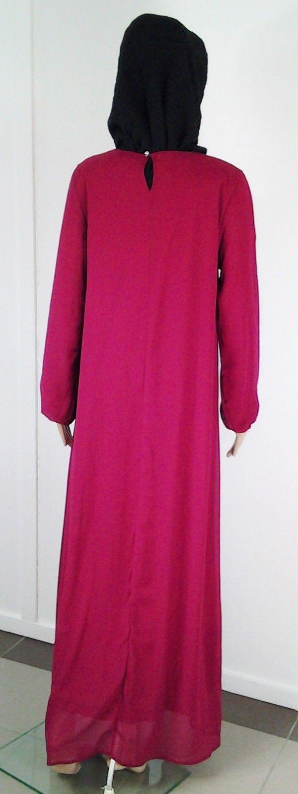 Chiffon double layer Kaftan Women Islamic Abaya Jilbab Long Sleeve HSZ10009 (ML) - Arabian Shopping Zone