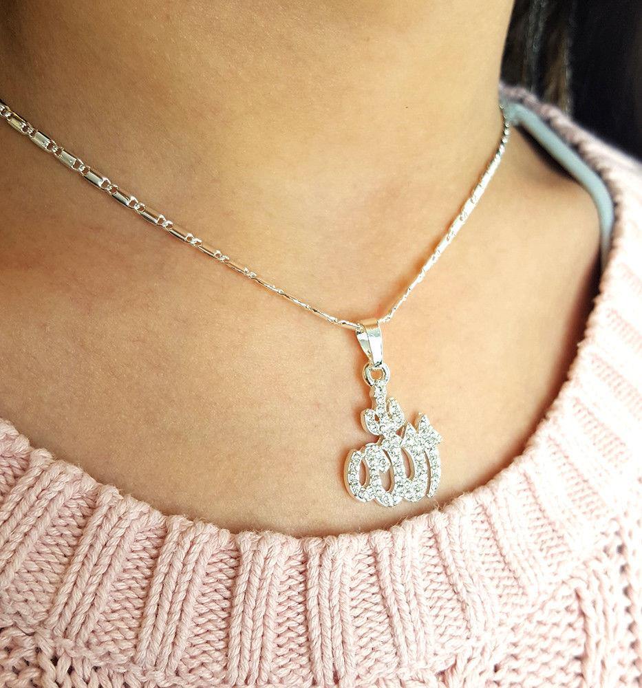 Islamic Allah Name Pendant Necklace For Women Silver-Gold Color - Arabian Shopping Zone