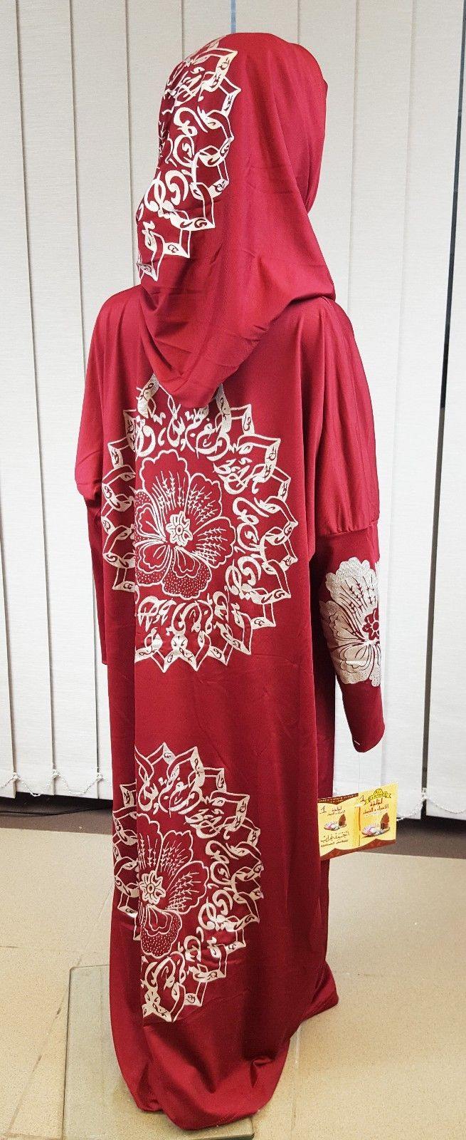 Girls Maxi Silver Print Dress Kids Long Sleeve Holiday Abaya Islamic 6-14T - Arabian Shopping Zone