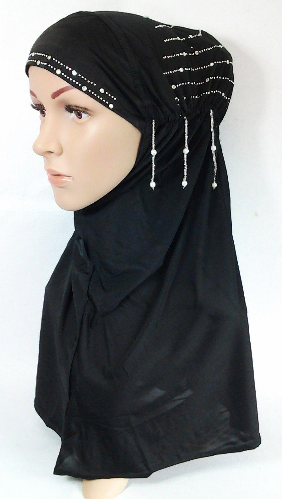 New Ice Silk RhineStone Hijab Islamic Caps Headwear Arab Scarf ASZ088 - Arabian Shopping Zone