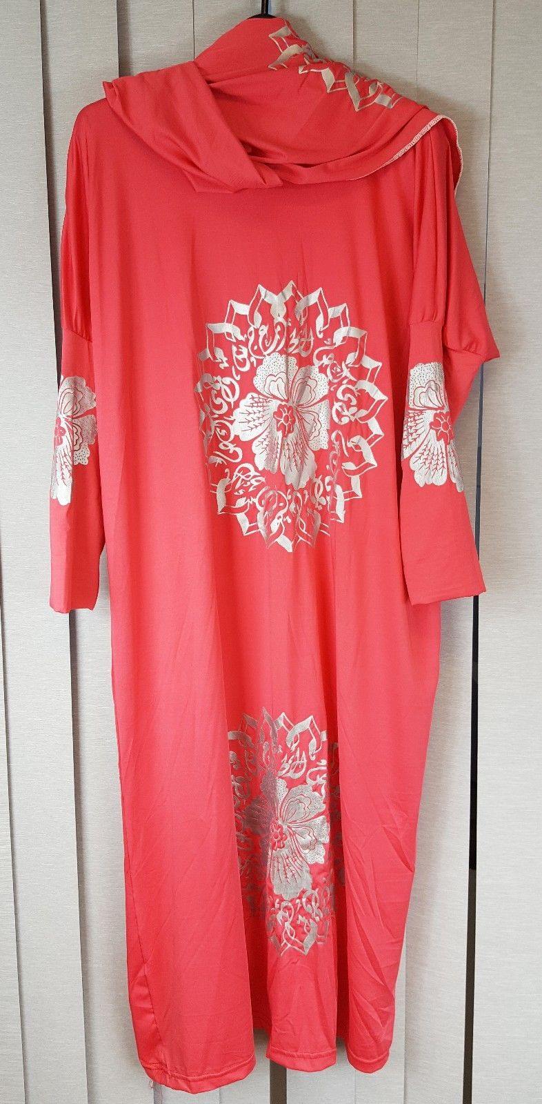 Girls Maxi Silver Print Dress Kids Long Sleeve Holiday Abaya Islamic 6-14T - Arabian Shopping Zone