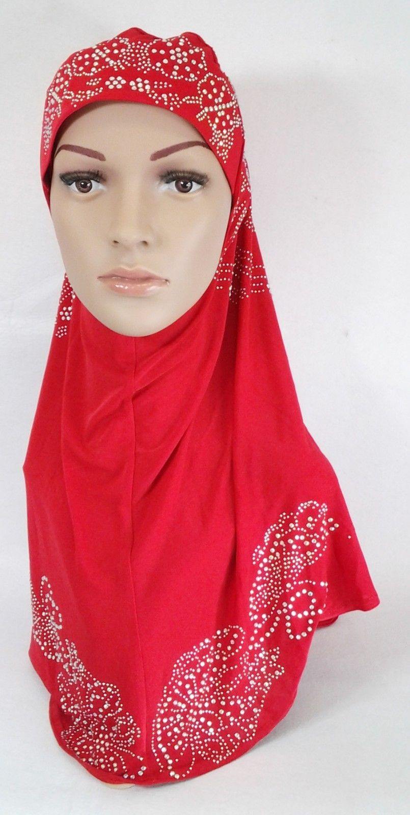 One-Piece Rhinestone Muslim Hijab Fashion Islamic Scarf Viscose CrystalHemp - Arabian Shopping Zone