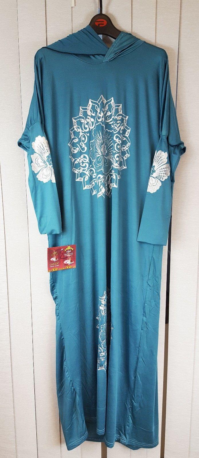 Girls Maxi Silver Print Dress Kids Long Sleeve Holiday Abaya Islamic 6-14T - Arabian Shopping Zone