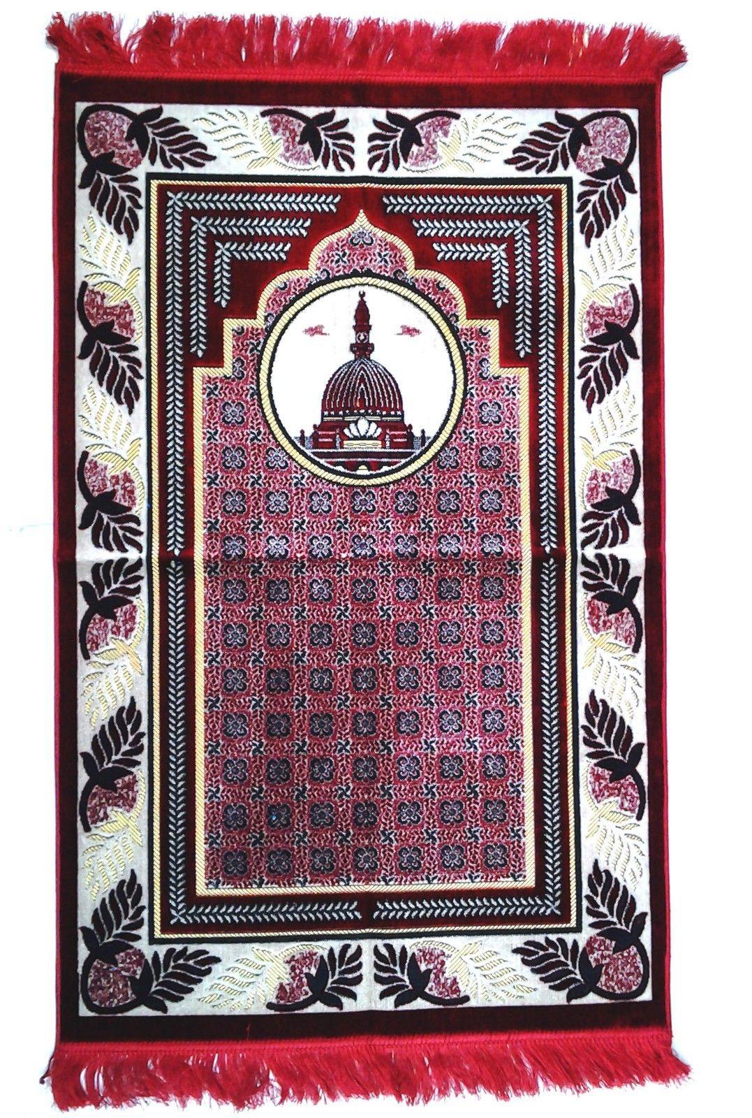 Turkish PRAYER RUG/MAT MUSALLAH JANAMAZ SEJADAH WITH KABA- Islamic Gift - Arabian Shopping Zone