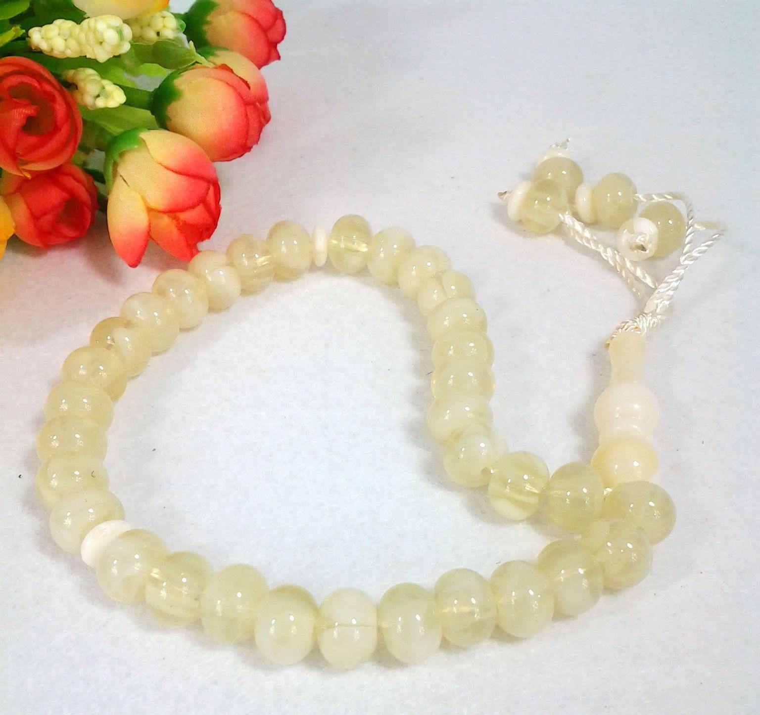 Acrylic White TESBİH Islamic Prayer Beads tasbih MASBAHA Misbaha Tasbeeh - Islamic Shop