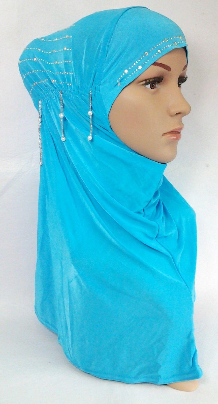 New Ice Silk RhineStone Hijab Islamic Caps Headwear Arab Scarf ASZ088 - Arabian Shopping Zone