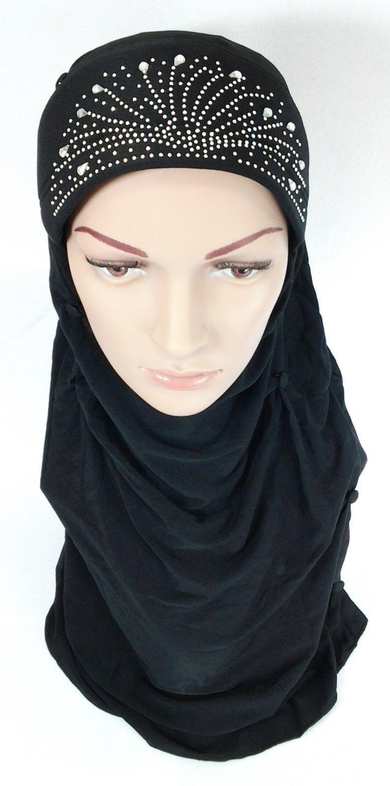 New Crystal Hemp Over Chest Hijab Muslim Scarf Islamic Amira Hijab 12-Color - Arabian Shopping Zone