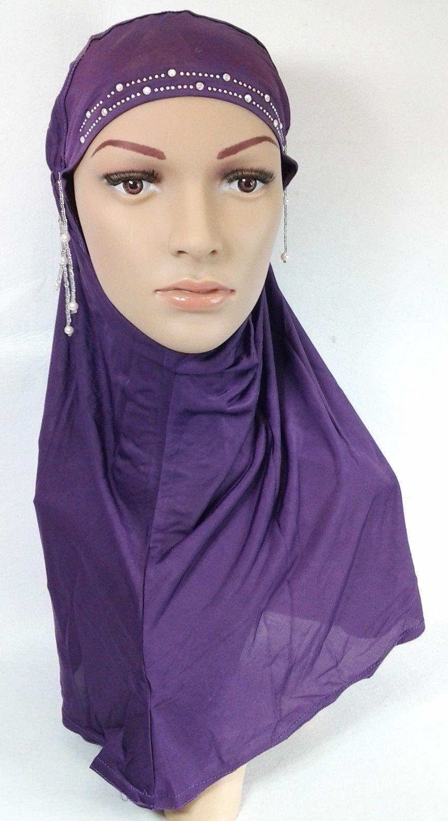 New Ice Silk RhineStone Hijab Islamic Caps Headwear Arab Scarf ASZ088 - Arabian Shopping Zone