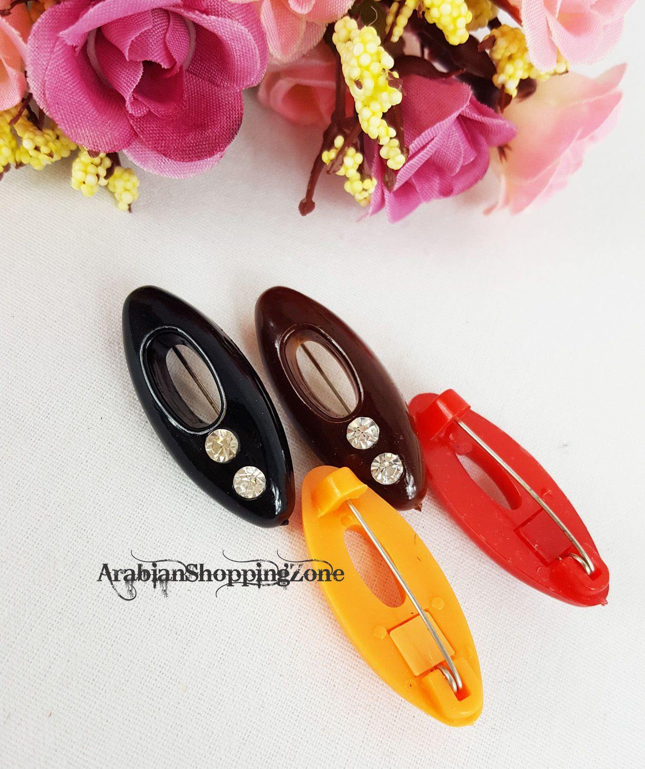 4pcs Plastic Rhinestone Muslim Hijab Pins Islamic Scarf Safety Pins - Islamic Shop