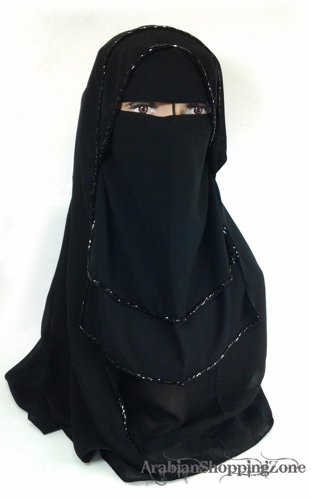 Premium Quality Women 2-PCS Black Niqab Scarf Set Hijab Jilbab Abaya IslamWear - Arabian Shopping Zone