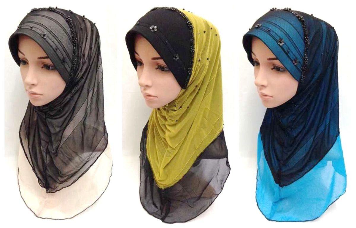 Slip-on LightWeight Double-Mesh-layered Muslim Hijab Islamic Scarf Shawls - Arabian Shopping Zone