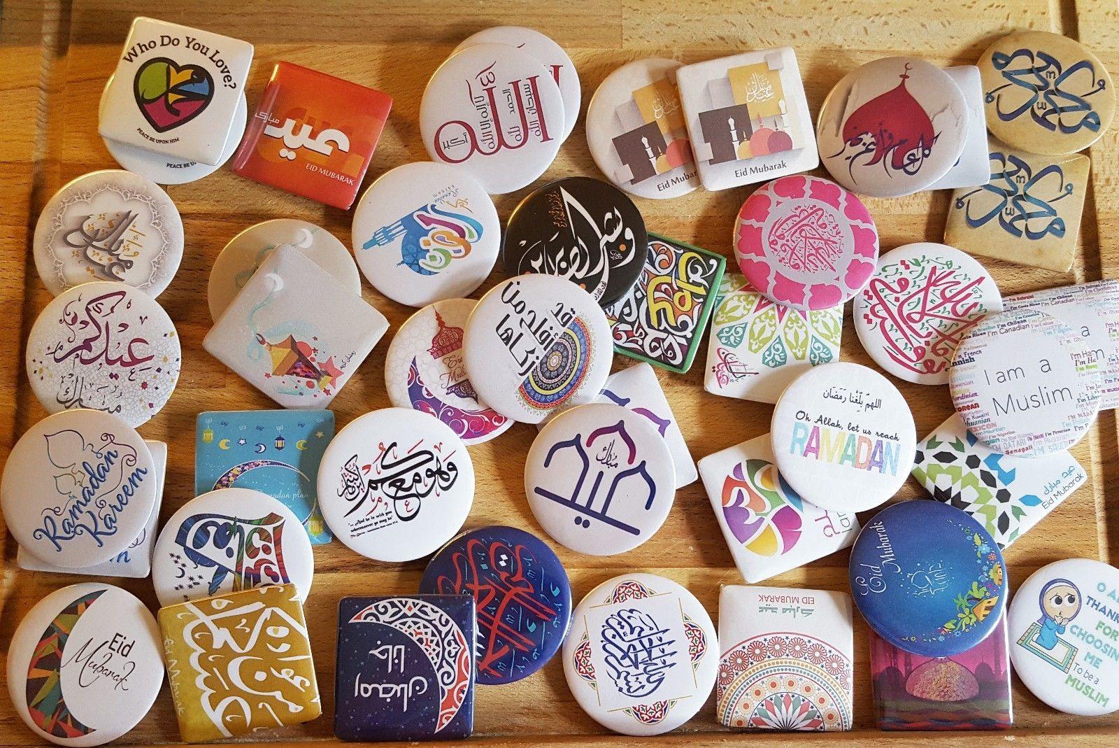 Muslim BADGE BUTTON PIN "Eid Mubarak" (Big Size 2.25inch/58mm) GIFT - Arabian Shopping Zone