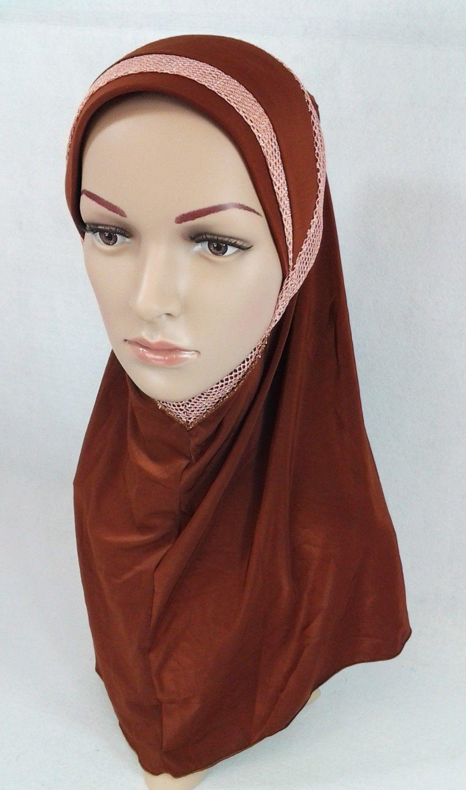 High Quality Viscose Lycra Lace Muslim Hijab Islamic Scarf Shawls Slip-on - Arabian Shopping Zone