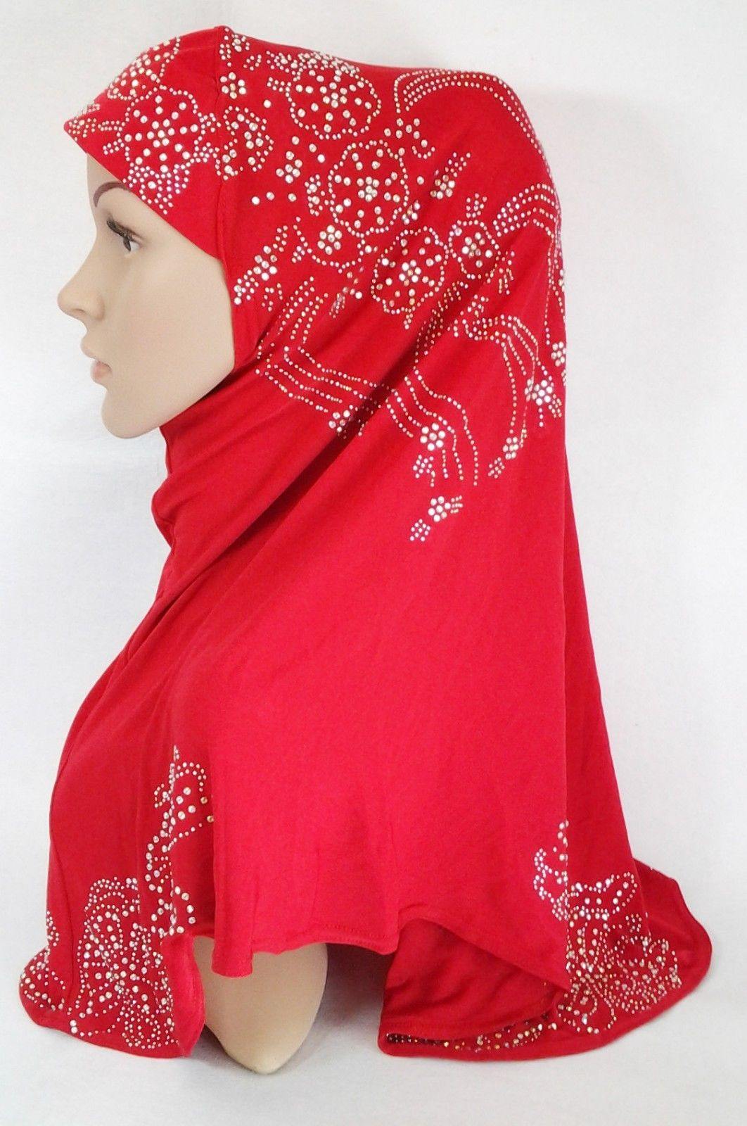 One-Piece Rhinestone Muslim Hijab Fashion Islamic Scarf Viscose CrystalHemp - Arabian Shopping Zone