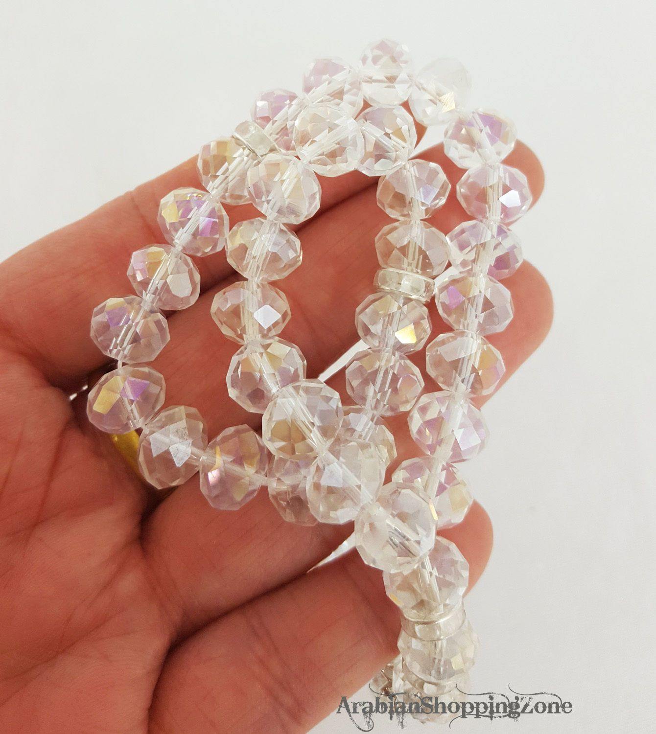 Salah 10mm Shiny Colorful Crystal Prayer Beads 33 Mesbaha - Arabian Shopping Zone