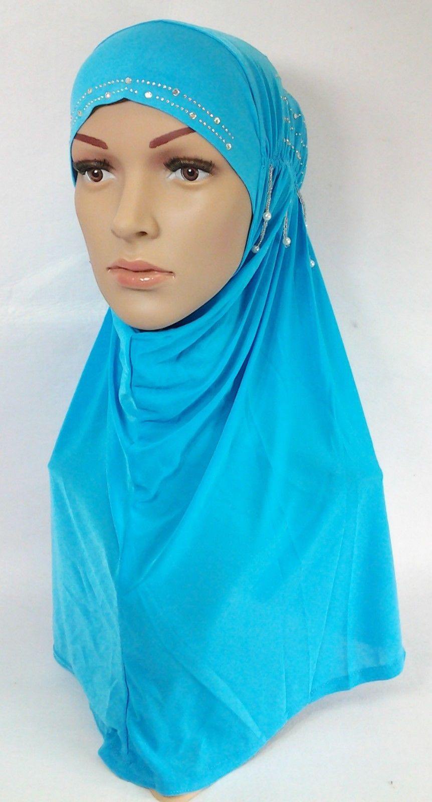 Ice Silk Rhine Stone Hijab Islamic Caps Headwear Arab Scarf ASZ088 - Arabian Shopping Zone