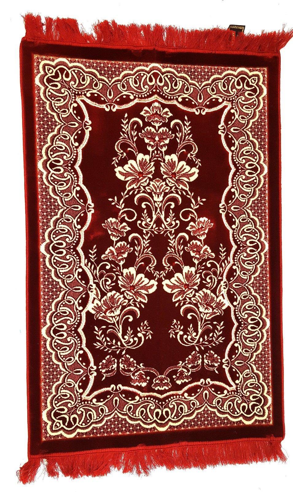 Turkish Luxury Velvet Islamic Prayer Rug Namaz Carpet 110x70cm 800g (1.8lbs) - Arabian Shopping Zone
