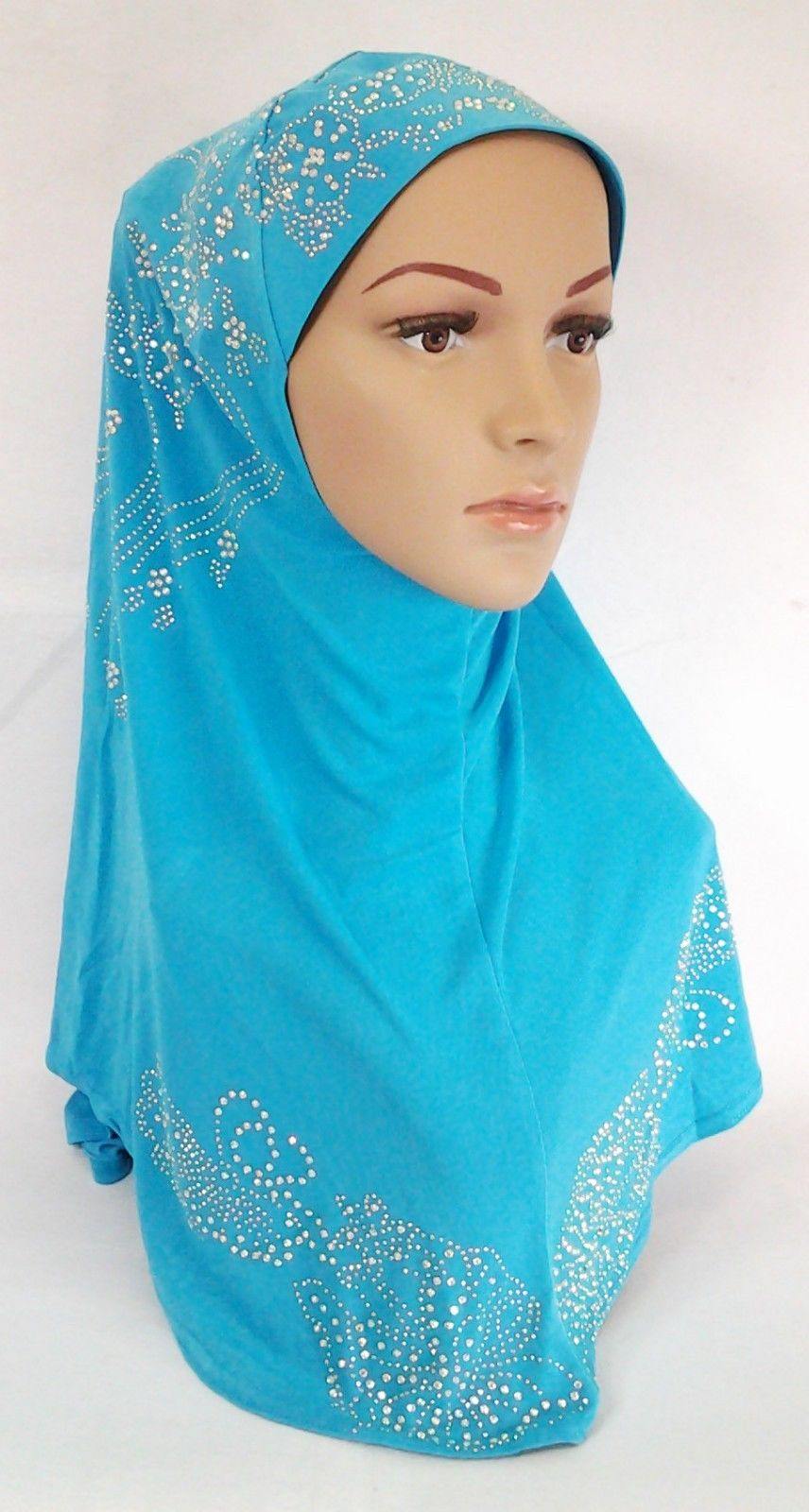 One-Piece Rhinestone Muslim Hijab Fashion Islamic Scarf Viscose CrystalHemp - Arabian Shopping Zone