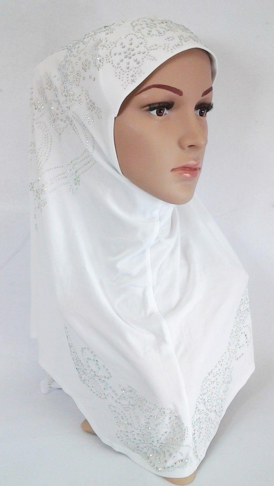 One-Piece Rhinestone Muslim Hijab Fashion Islamic Scarf Viscose CrystalHemp - Arabian Shopping Zone