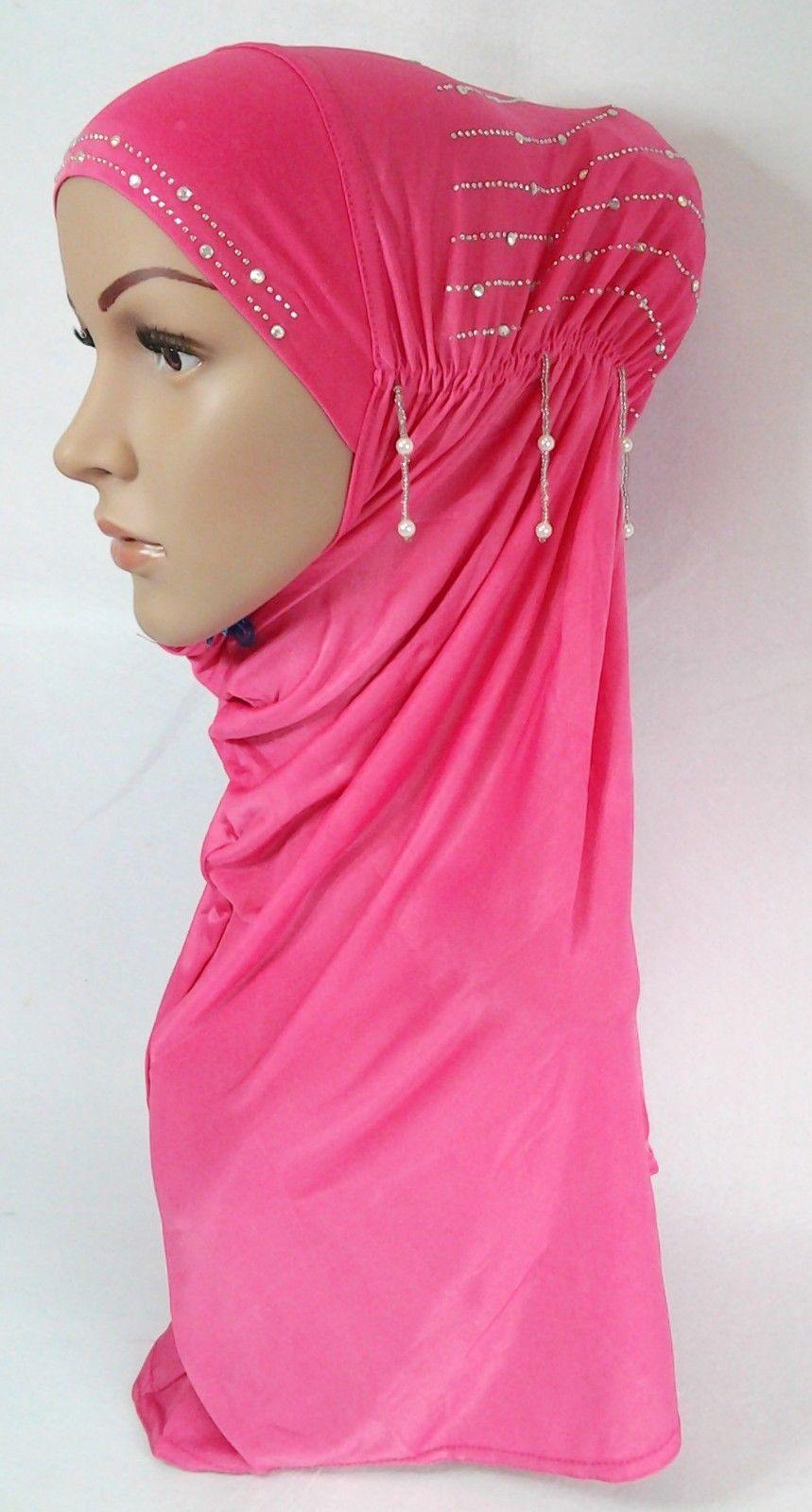 New Ice Silk RhineStone Hijab Islamic Caps Headwear Arab Scarf ASZ088 - Arabian Shopping Zone