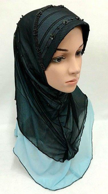 Slip-on LightWeight Double-Mesh-layered Muslim Hijab Islamic Scarf Shawls - Arabian Shopping Zone