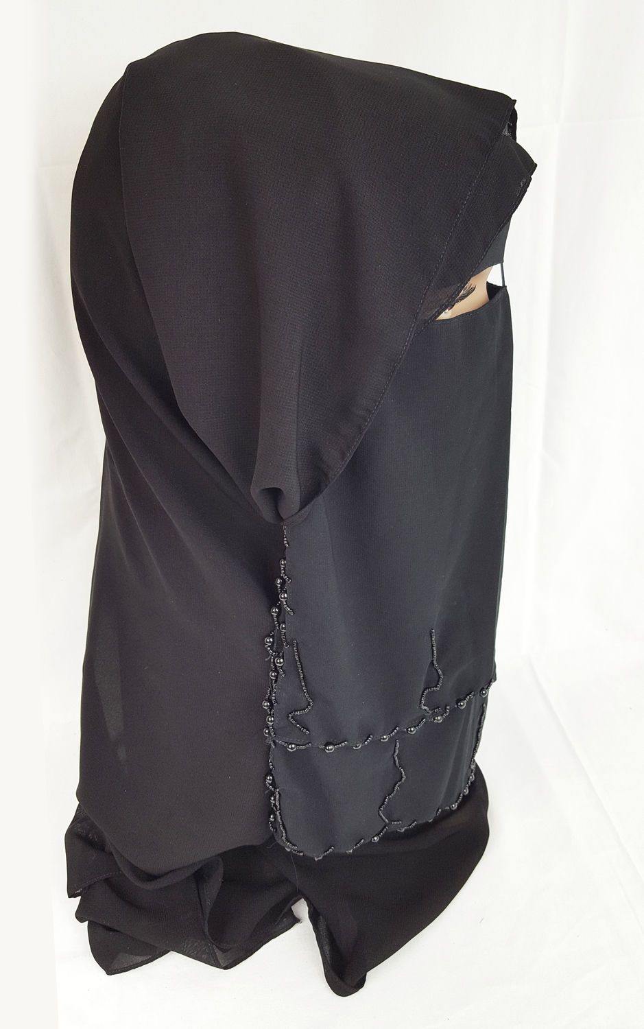 Premium Quality Women 2-PCS Black Niqab Scarf Set Hijab Jilbab Abaya IslamWear - Arabian Shopping Zone