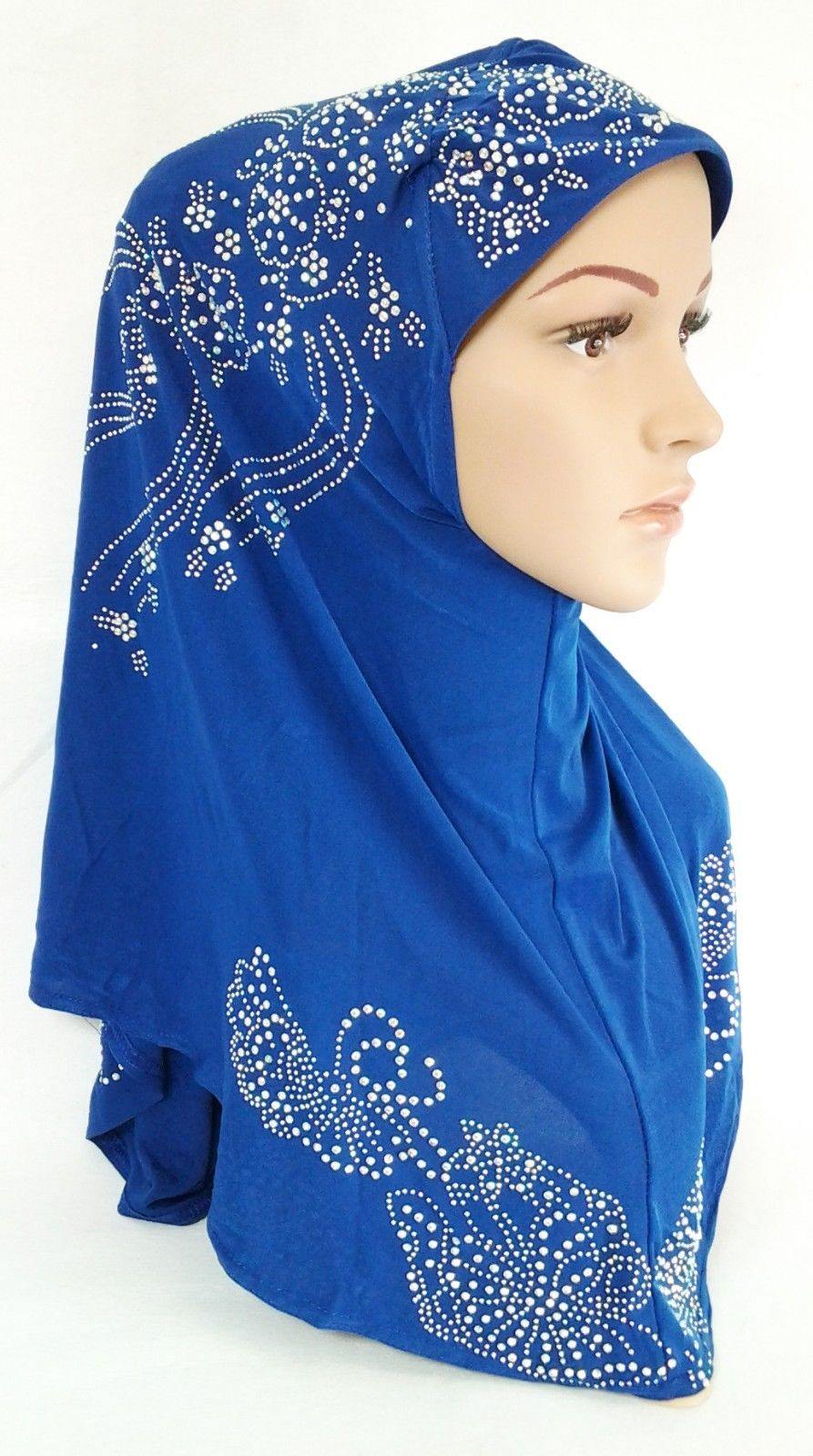 One-Piece Rhinestone Muslim Hijab Fashion Islamic Scarf Viscose CrystalHemp - Arabian Shopping Zone