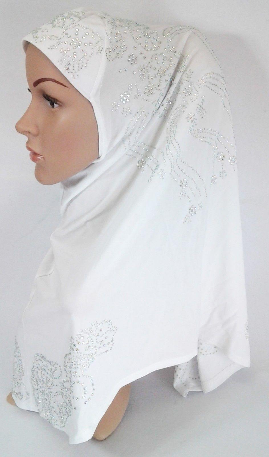 One-Piece Rhinestone Muslim Hijab Fashion Islamic Scarf Viscose CrystalHemp - Arabian Shopping Zone