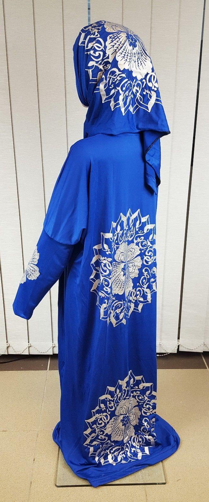 Girls Maxi Silver Print Dress Kids Long Sleeve Holiday Abaya Islamic 6-14T - Arabian Shopping Zone