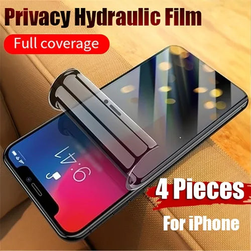 4 件隐私水凝胶 TPU 薄膜适用于 iPhone X Xs Xr Max 11 11pro 12 Mini 13 13pro 14pro 14 Pro Max Plus 软全覆盖屏幕保护膜