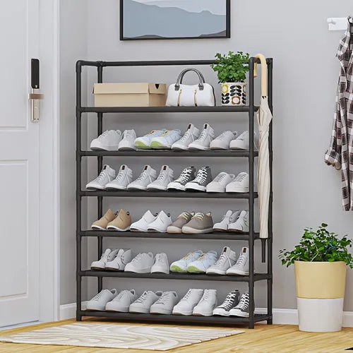 1pc, 6-Tier Large Capacity Shoe Rack For More Than 20 Pairs Shoe, With Topper Storage Shelf, Plastic Shoe Rack For Living Room Entrance Dormitory, Space Saving Organizer