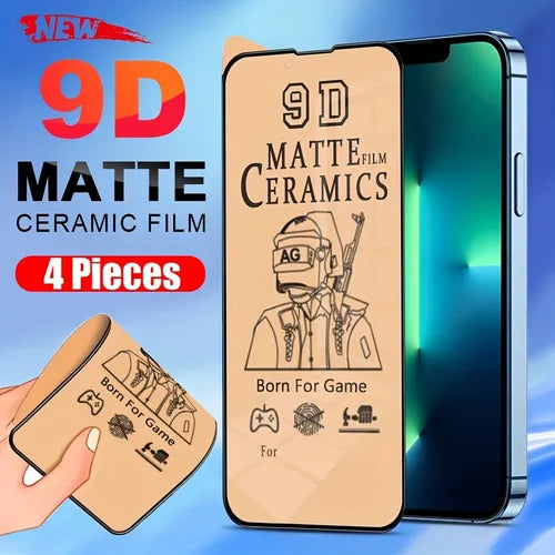 4 件软磨砂陶瓷膜,全覆盖胶水屏幕保护膜适用于 iPhone SE 2020 7 8 Plus X XR XS 12 13 Mini 14 Plus 11 12 13 14 Pro Max
