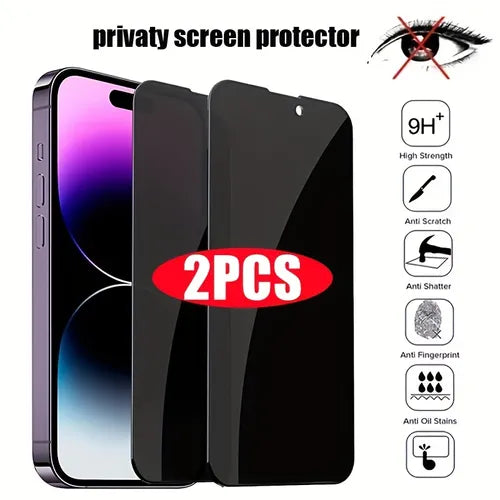 2pcs Privacy Protection Screen Protector For IPhone 14 11 12 13 PRO MAX Mini Anti Tempered Glass For Apple IPhone XR XS MAX X 11 Pro 12Pro 11Pro 13Pro 14Pro Plus 14ProMax 13ProMax 12Pro Max 11Pro Max Private Screen Protective Full Coverage 2PCS