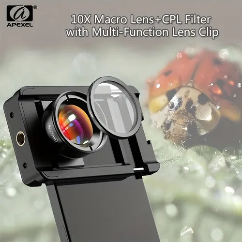APEXEL 100mm Macro Lens With CPL Filter For Smartphone, HD Macro Photography Lens Universal Clamp Micro Lenses For IPhone, Samsung, Oneplus, Android Phone, Cell Phone Macro Lens Attachment