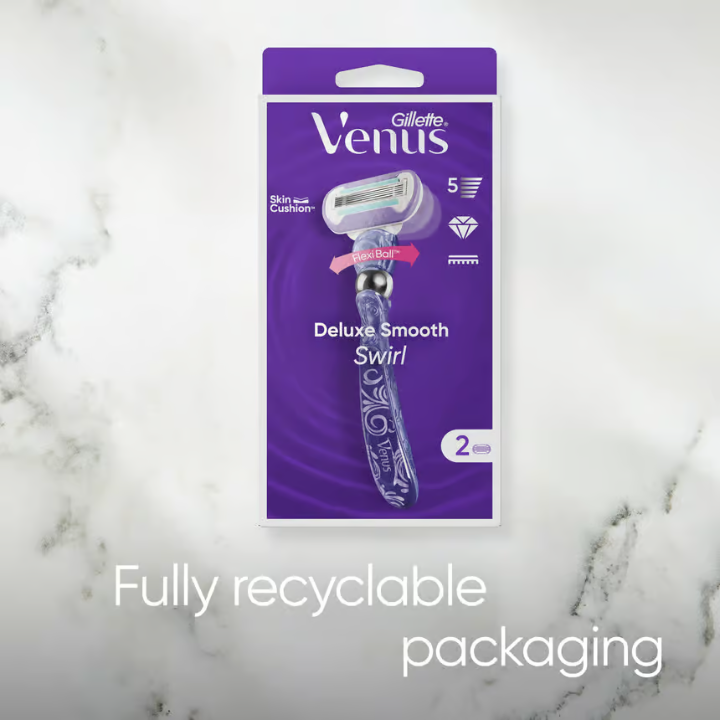 Gillette Venus Deluxe Smooth Swirl Razor & 3 Blades
