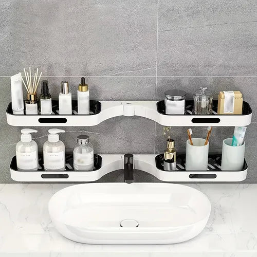 1pc Rotatable Multi-Layer Storage Rack, Floating Shelves Wall Mounted Storage Shelves, Hanging Shower Caddy, Bathroom Organizer, Shower Caddy Bathroom Organizer, Wall Mount Shower Organizer, Bathroom Shelves For Bathroom, Toilet And Dorm