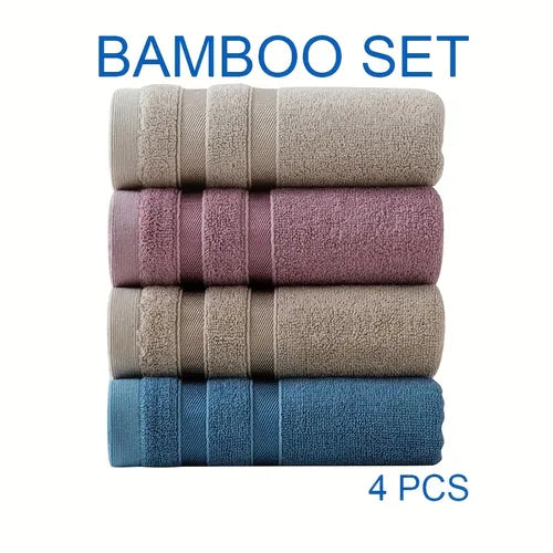 4pcs Luxury Premium Bamboo Hand Towels - Natural, Sustainable, Hypo-Alergenic, High Absorbent, Super Soft Hand Towels Set, Nano Fiber Towels, Bathroom Accessories