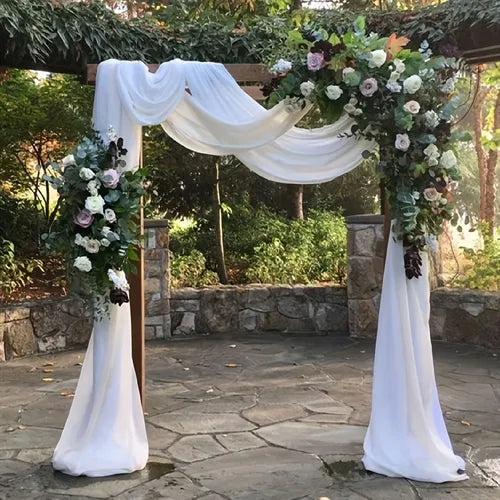 1pc, White Wedding Arch Drapes Fabric Chiffon Fabric Drapery 18ft Wedding Archway 6 Yards Wedding Ceremony Reception Decorations Sheer Fabric For Draping Wedding Decorations, Wedding Supplies, Wedding Favor, Wedding Decoration, Valentine's Day Gift