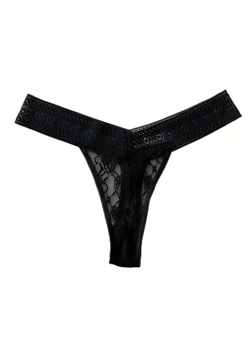 Floral Lace Mesh Thongs, Sexy Semi-sheer Intimates Panties, Women's Sexy Lingerie & Underwear
