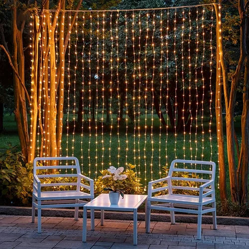 1pc, 200 LED Curtain Lights (6.56ft), Hanging Window Lights With Remote, Connectable Waterproof Fairy Lights, Bedroom Decor, Outdoor Decor, Indoor Decor, Christmas Holiday Party Supplies, Party Decor, Festival Decor ( Not Include Batteries)