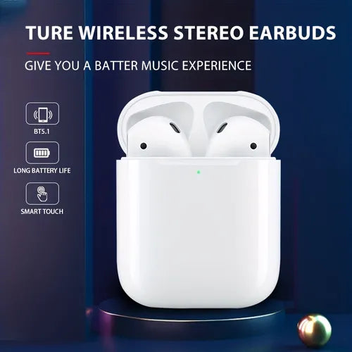 TWS F2 真正无线立体声 BT 5.1 耳机带充电盒适用于 Apple Airpods,高清音乐音效,4-5 小时享受耳机时间,长电池寿命耳机,带充电线