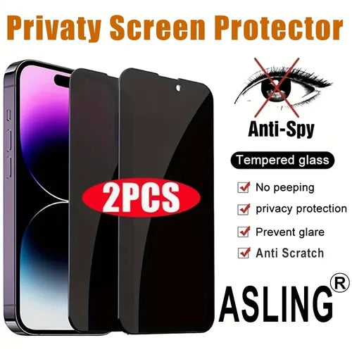 ASLING 两件装防隐私钢化玻璃膜适用于 iPhone 14/13/12/11/XS/XR/XS MAX/7/8/7 Plus/8 Plus
