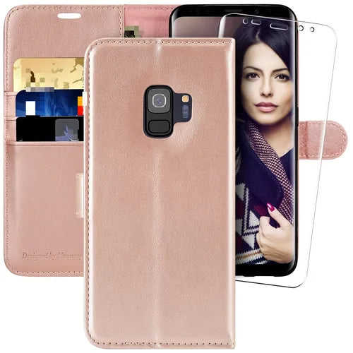 Artificial Leather Flip Cover Card Wallet Holder Kickstand For Samsung Galaxy S9