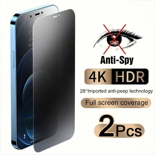 2 件套全覆盖防间谍屏幕保护膜适用于 iPhone 11 12 13 PRO MAX 隐私玻璃适用于 iPhone 14 Pro 8 Plus XS Max XR 钢化玻璃礼物生日/复活节/总统日/男孩/女朋友