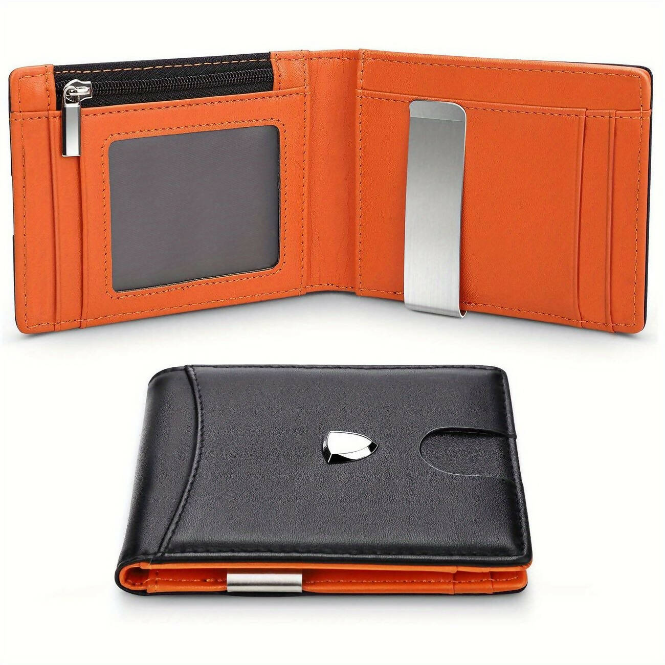 Mens Slim Wallet With Money Clip, RFID Blocking Bifold Minimalist Credit Card Holder