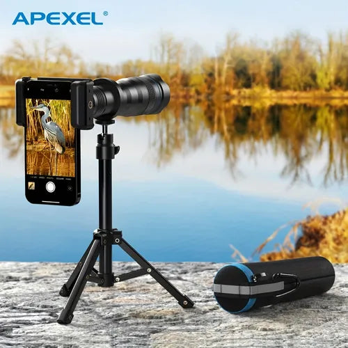 APEXEL HD 专业 36 倍单筒变焦长焦镜头,带可伸缩三脚架,适用于登山射击月球观看游戏