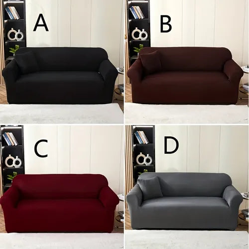 1pc Solid Color Breathable Stretch Sofa Slipcover, Fabric Knitted Sofa Cover For Living Room Bedroom Home Decor